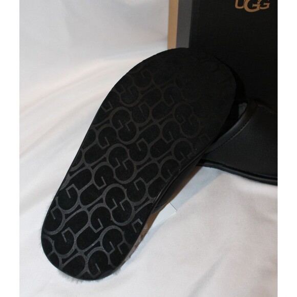 NIB UGG Men\'s Scuff Suede Shearling Lined Slippers‎ Black Leather main image 5